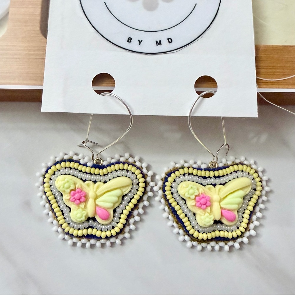 Handmade Beaded Butterfly Earrings